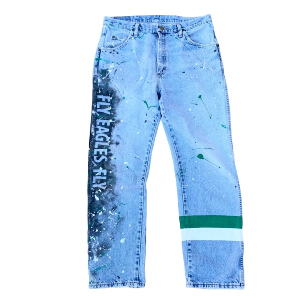 HP Vtg Custom Painted Eagles Wranglers Green/White